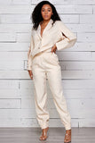 BLAZER JACKET WITH SLEEVE JOGGER SUIT PANTS SET